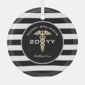 ドクターメディカルパーソナライズされたキュースクリスマス ガラスオーナメント (正面)