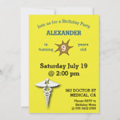 ドクターメディカルボーイ写真センセーショナルおもしろい誕生日 招待状 (裏面)