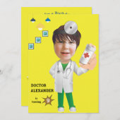 ドクターメディカルボーイ写真センセーショナルおもしろい誕生日 招待状 (正面/裏面)