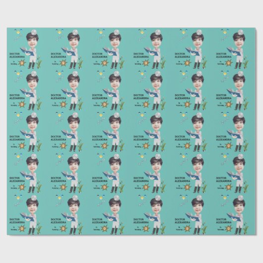 ドクターメディカル女性写真センセーショナル誕生日 ラッピングペーパー (フラット)