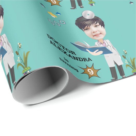 ドクターメディカル女性写真センセーショナル誕生日 ラッピングペーパー (ロールコーナー)