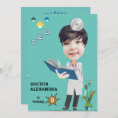 ドクターメディカル女性写真センセーショナル誕生日 招待状 (正面/裏面)