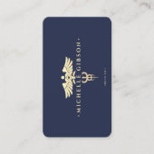 ドクターモダンナースカドゥセウスダークブルー金ゴールド 名刺 (正面)