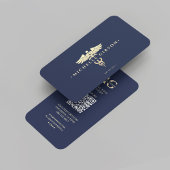 ドクターモダンナースカドゥセウスダークブルー金ゴールド 名刺