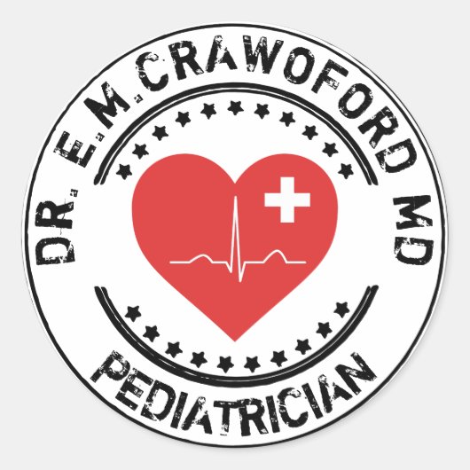 ドクターラバースタンプハートECG ラウンドシール (正面)