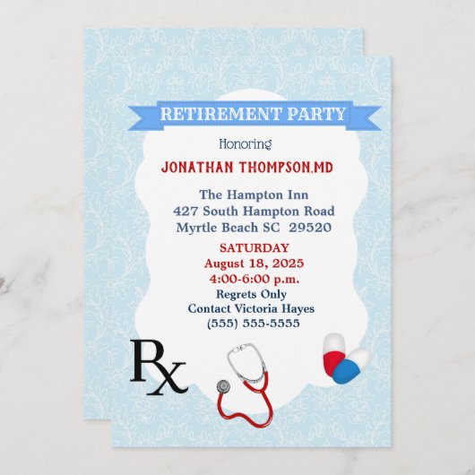 ドクターリタイアメント招待状 招待状 (正面/裏面)
