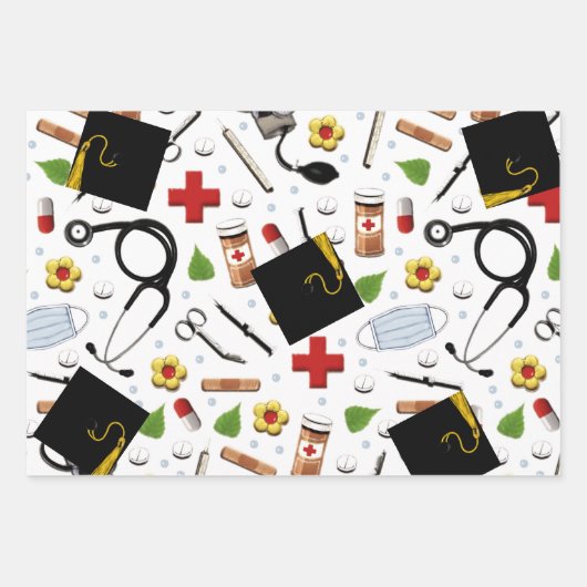 ドクター卒業ギフト包装紙シート ラッピングペーパーシート (正面)