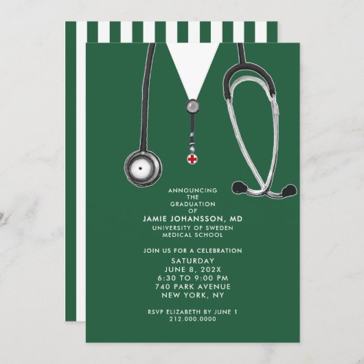 ドクター卒業パーティー招待状 招待状 (正面/裏面)