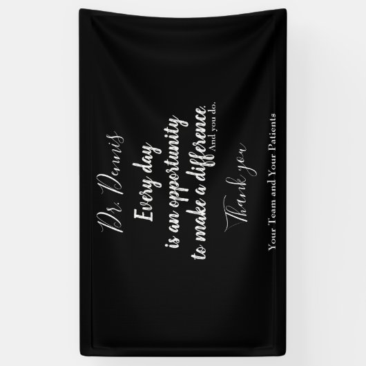 ドクター感謝していバナー引用文白黒タイポグラフィ 横断幕 (縦)