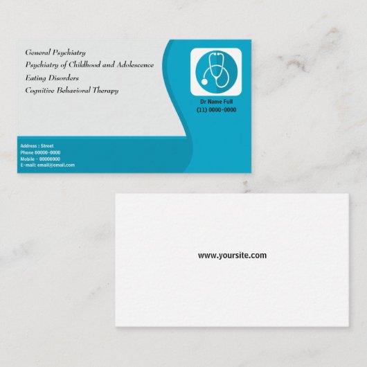 ドクター精神科医ブルーロゴグレー 名刺 (正面/裏面)