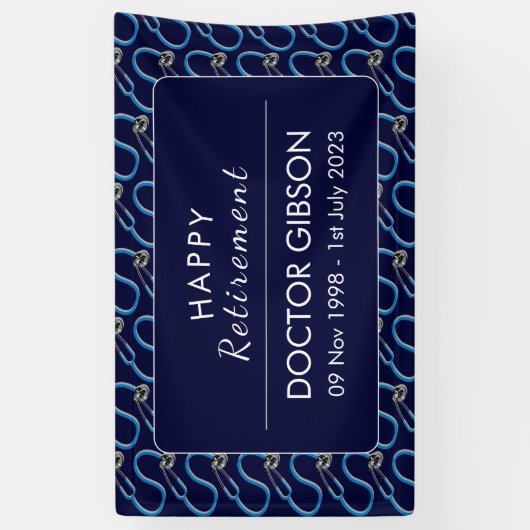 ドクター聴診器の退職パーティー 横断幕 (縦)