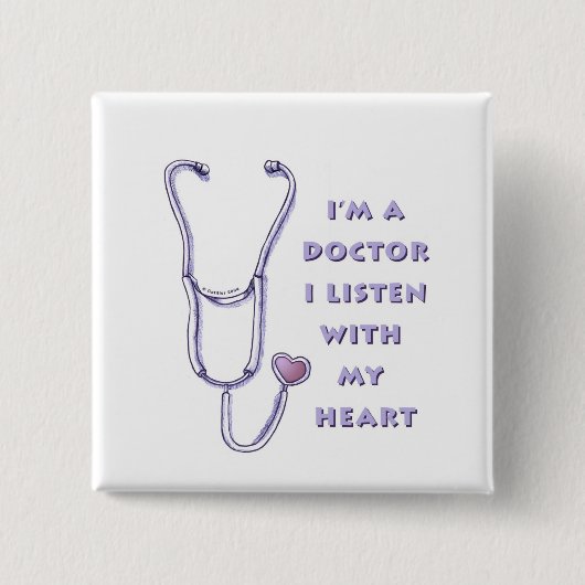 ドクター聴診器ハートピン 缶バッジ (正面)