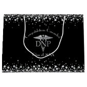 ドクター・オブ・ナースリング・プラクティス 卒業 黒 銀 ラージペーパーバッグ (正面)