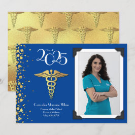 ドクター ゴールド 卒業発表 青 招待状