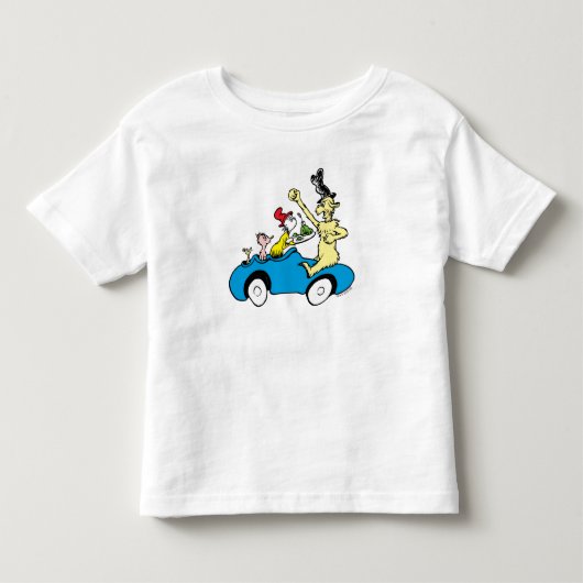 ドクター・スースのグリーンエッグス・アンド・ハムのキャラクターたちが乗る車 トドラーTシャツ (正面)