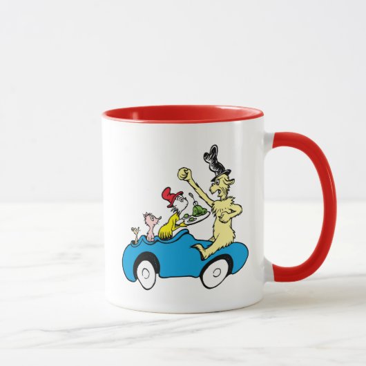 ドクター・スースのグリーンエッグス・アンド・ハムのキャラクターたちが乗る車 マグカップ (右)