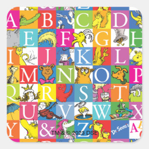 ドクター・スースのABCカラフルブロック文字パターン スクエアシール