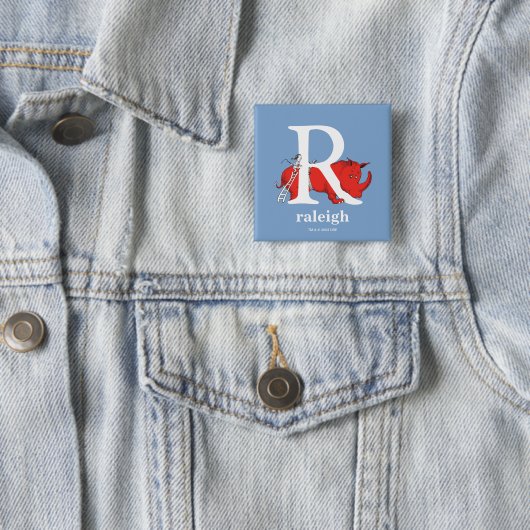 ドクター・スースのABC：アルファベットR - 白 | 名前を入れられるデザイン 缶バッジ (インサイチュ)