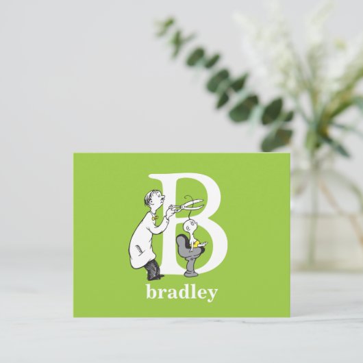ドクター・スースのABC:文字B - 白 | お名前を入力してください ポストカード (スタンド正面)