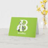 ドクター・スースのABC：文字B - 白 | お名前を追加 カード (黄色い花)