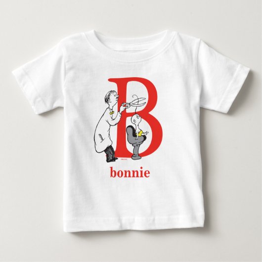 ドクター・スースのABC: 文字B - 赤 | 名前入れ ベビーTシャツ (正面)