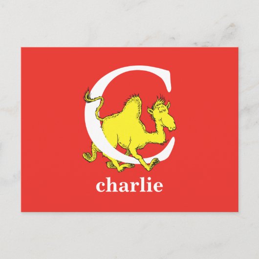 ドクター・スースのABC：文字C - 白 | お名前を追加 ポストカード (正面)