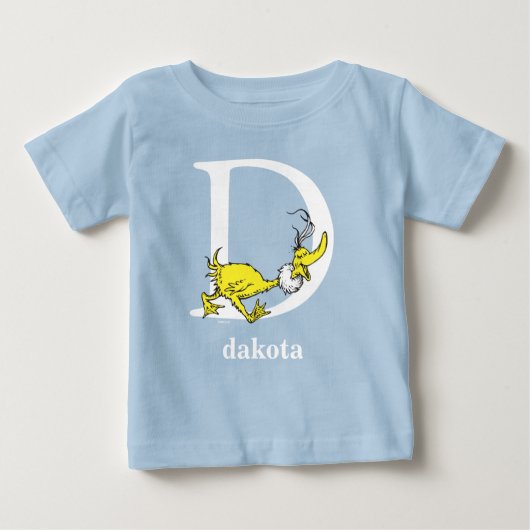 ドクター・スースのABC: 文字D - 白 | 名前を入れる ベビーTシャツ (正面)