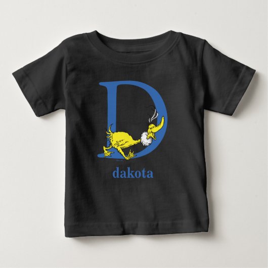 ドクター・スースのABC: 文字D - 青 | 名前を入れる ベビーTシャツ (正面)