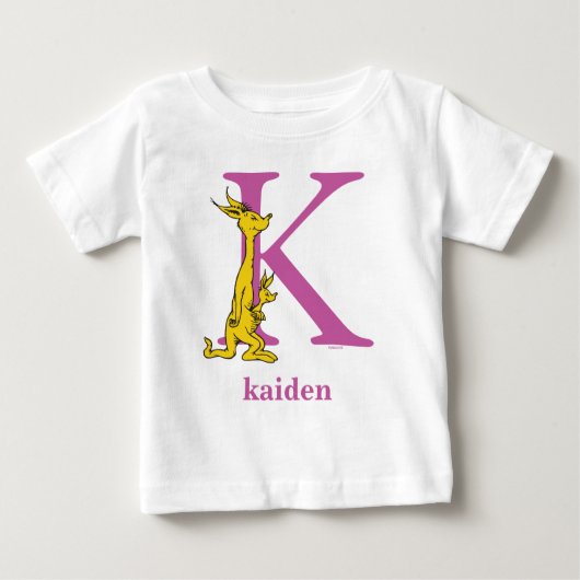 ドクター・スースのABC: 文字K - 紫 | 名前を入れる ベビーTシャツ (正面)