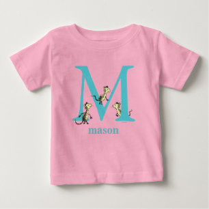 ドクター・スースのABC: 文字M - ティール 名前を入れてカスタマイズ ベビーTシャツ