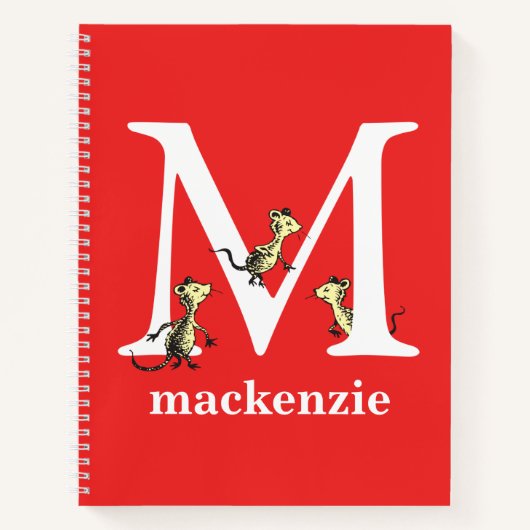 ドクター・スースのABC：文字M - 白 | お名前を追加 ノートブック (正面)