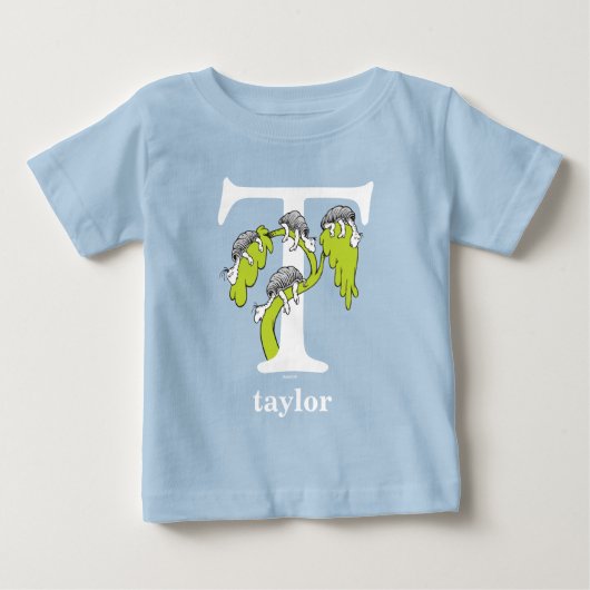ドクター・スースのABC: 文字T - 白 | 名前入れ ベビーTシャツ (正面)