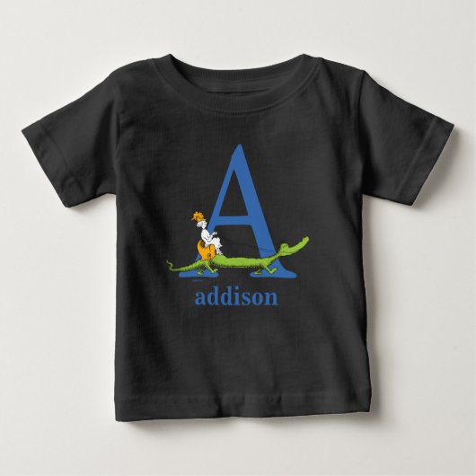 ドクター・スースのABC：Aの文字 - 青 | 名前を入れる ベビーTシャツ (正面)