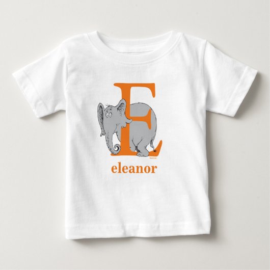 ドクター・スースのABC: Eの文字 - オレンジ | 名前を入れる ベビーTシャツ (正面)