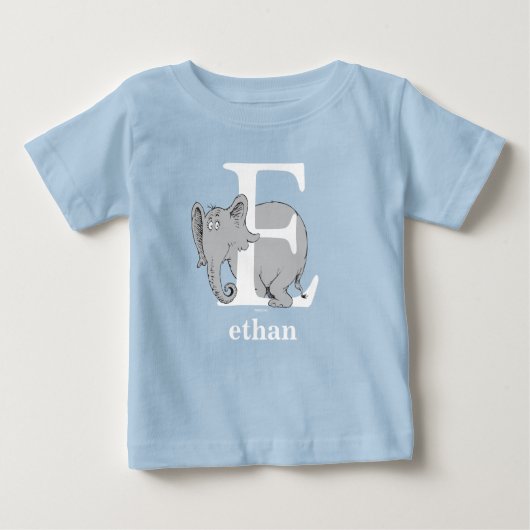 ドクター・スースのABC: Eの文字 - 白 | 名前を入れる ベビーTシャツ (正面)