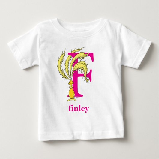 ドクター・スースのABC: Fの文字 - ピンク | 名前を入れてカスタマイズ ベビーTシャツ (正面)