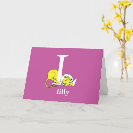 ドクター・スースのABC:Letter L - 白 | お名前を追加 カード (黄色い花)