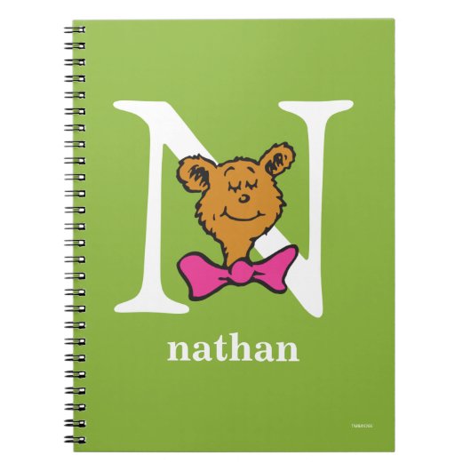ドクター・スースのABC：Letter N - 白 | お名前を入力してください ノートブック (正面)