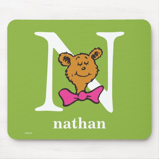 ドクター・スースのABC: Nの文字 - 白 | 名前入り マウスパッド (正面)