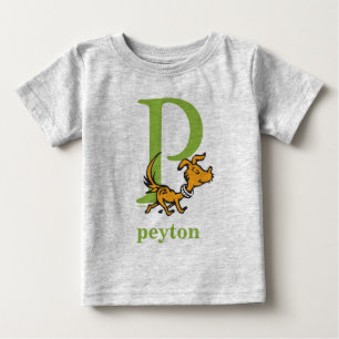 ドクター・スースのABC: Pの文字 - 緑 名前を追加 ベビーTシャツ