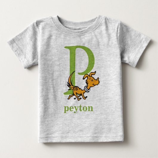 ドクター・スースのABC: Pの文字 - 緑 | 名前を追加 ベビーTシャツ (正面)