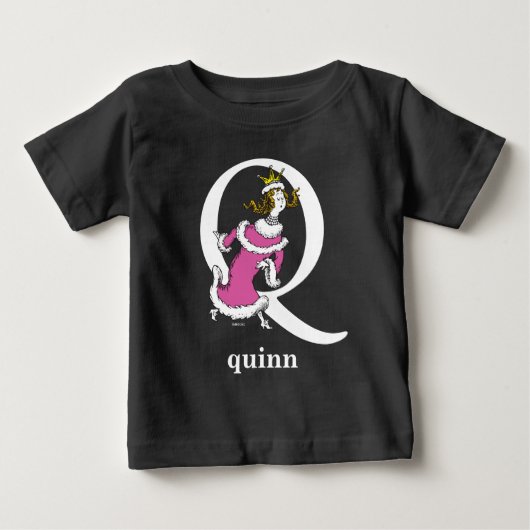 ドクター・スースのABC: Qの文字 - 白 | 名前を入れる ベビーTシャツ (正面)