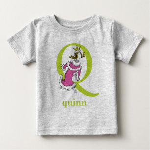 ドクター・スースのABC: Qの文字 - 緑 名前を入れる ベビーTシャツ