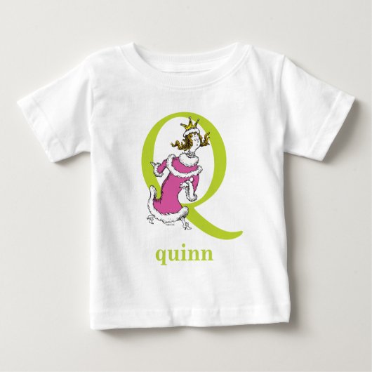 ドクター・スースのABC: Qの文字 - 緑 | 名前を入れる ベビーTシャツ (正面)