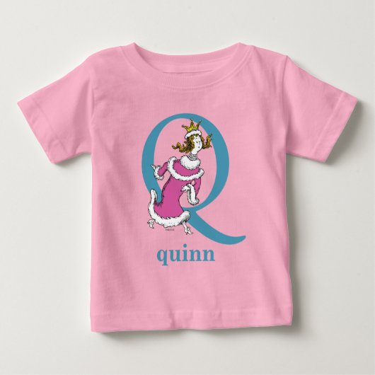 ドクター・スースのABC: Qの文字 - 青 | 名前を入れる ベビーTシャツ (正面)