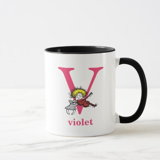 ドクター・スースのABC: Vの文字 - ピンク | 名前を入れられるデザイン マグカップ (右)