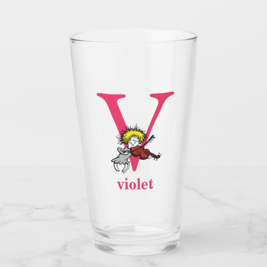 ドクター・スースのABC: Vの文字 - ピンク | 名前を入れる タンブラーグラス (正面)