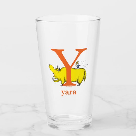 ドクター・スースのABC: Yの文字 - オレンジ | 名前を入れる タンブラーグラス (正面)