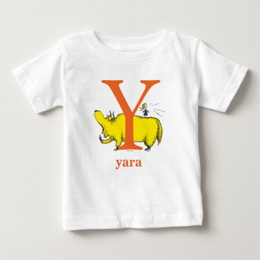 ドクター・スースのABC: Yの文字 - オレンジ | 名前を入れる ベビーTシャツ (正面)