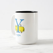 ドクター・スースのABC: Yの文字 - 青 | 名前を入れる ツートーンマグカップ (正面左)